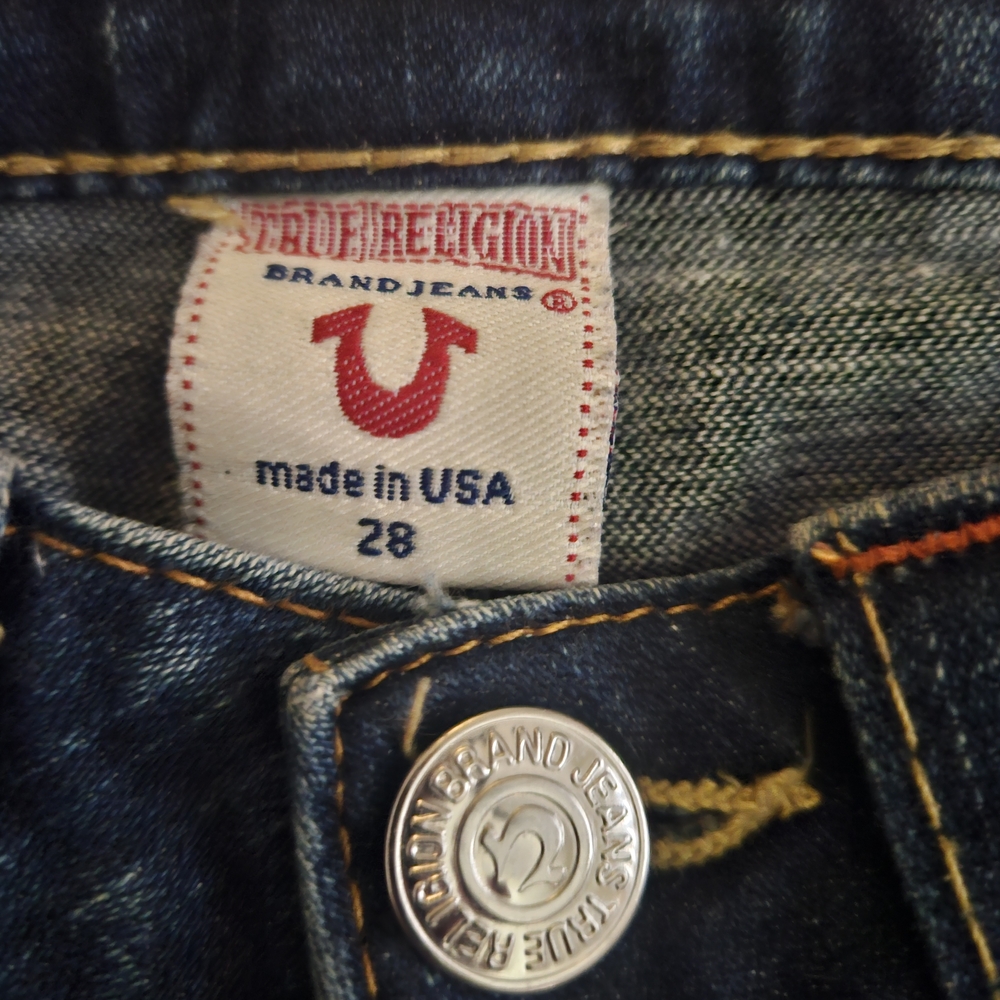True Religion Blue Denim Cropped Jeans